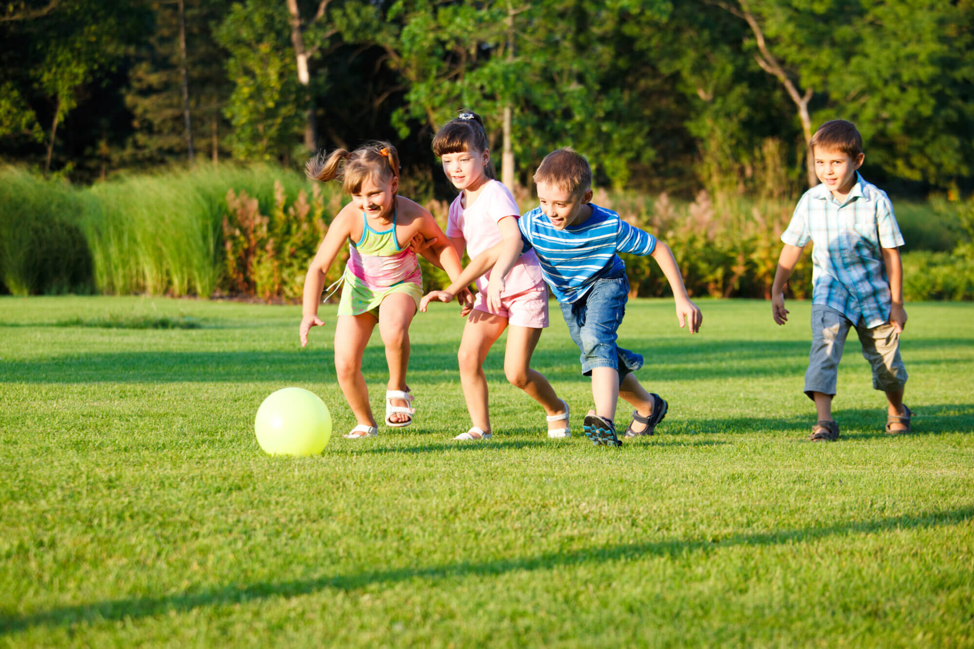 Kids playing with the ball